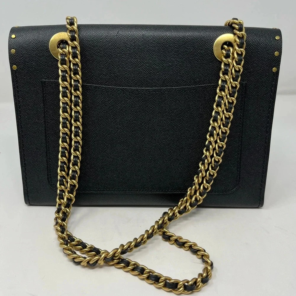 Coach Parker Mixed Media Studded Convertible Shoulder Bag Black/Gold Leather - Picture 2 of 8
